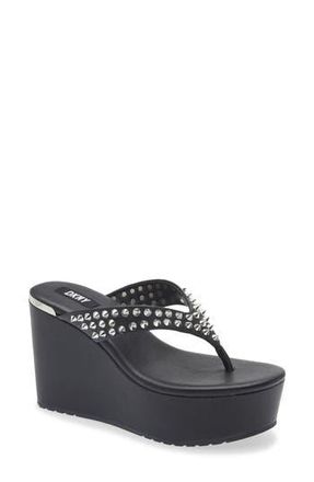 DKNY Tina Studded Platform Flip Flop in Black at Nordstrom Rack, Size 10