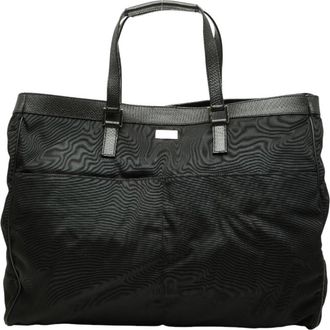Gucci Black Nylon Leather Tote Bag (Pre-Owned)