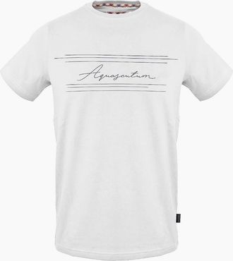 Aquascutum Mens Crew Neck Short Sleeve Regular Fit T-Shirt - White - Size: 2X large