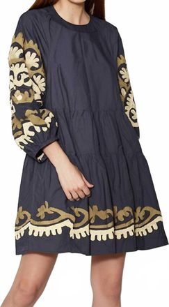 Something Navy Embroidered Tiered Mini Dress In Black Combo