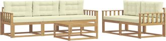 vidaXL Conjunto De Sof&aacute;s De Exterior 6 Uds. Blanco Y Crema Vidaxl