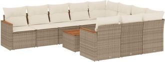 vidaXL Set De Sof&aacute;s De Jard&iacute;n 11pzas Con Cojines Rat&aacute;n Sint&eacute;tico Beige Vidaxl
