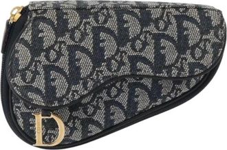Dior Pre-owned Mini Bags, female, Blue, Size: ONE SIZE Pre-owned Saddle Zip Pouch