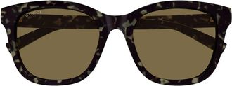 Gucci Square Cat-Eye Zonnebril - unisex - Zonnebrillen - Bruin - 55 MM - Accessoires