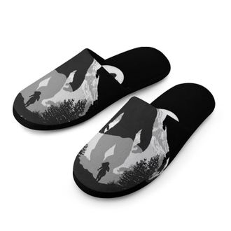 Generic Bigfoot And Woman Running Away Mens House Slippers Slip Indoor Slipper On Shoes Warm Outdoor