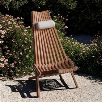 Wanda Collection Silla De Jard&iacute;n De Teca Con Coj&iacute;n Reposacabezas Blanco Relax