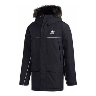 adidas originals hooded Long Sleeves Down Jacket Black FL1417