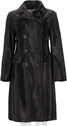 Palt&ograve; Double-Breasted Coat with Textured Glossy Fabric