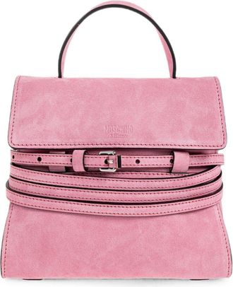 Moschino Pastel Pink Structured Handbag With Embossed Logo