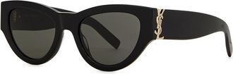 Saint Laurent Black Cat-eye Sunglasses, Sunglasses, Black, Grey Lenses
