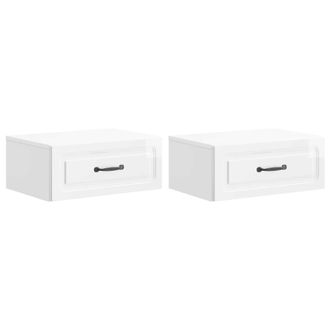 vidaXL Mesita De Noche De Pared 2 Pcs Brillante 49 X 34,5 X 20 Cm Vidaxl