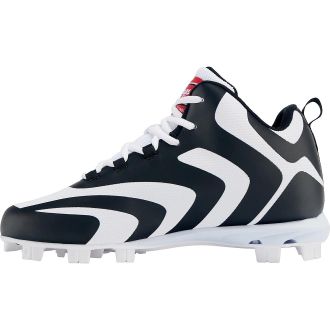 Rawlings Rookie Mid 179256 Mens Black White Lace Up Baseball Cleats ACAD525