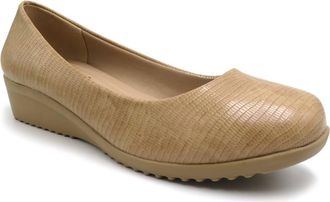 Pierre Dumas Womens Relax-28 Wedge Shoe In Taupe Croco