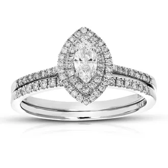 Vir Jewels 1/2 cttw Lab Grown Diamond Wedding Bridal Set in 14K White Gold For Women