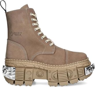New Rock 100mm lace-up platform combat boots - unisex - Rubber/Artificial Leather/Artificial Suede - 38 - Neutrals