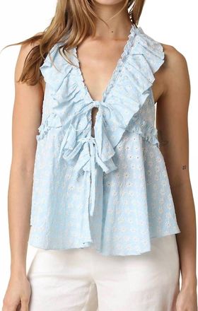 Olivaceous Elena Ruffle Tie Top In Light Blue