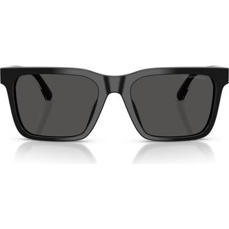 Emporio Armani 57mm Square Sunglasses in Shiny Black /Dark Grey at Nordstrom
