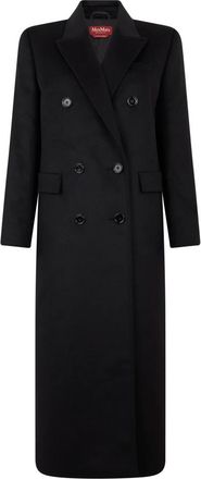 Max Mara Dubbele rij knopen wollen jas - Dames - Mantel - Zwart - 2XS - Wol - Jassen