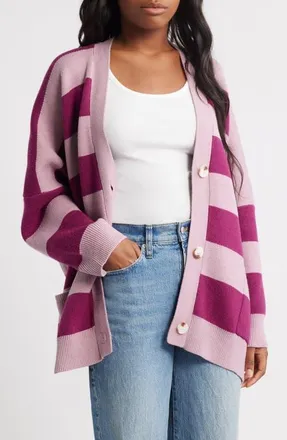 Dressed in Lala Love You Oversize Cardigan in Boysenberry/Mauve at Nordstrom, Size Small