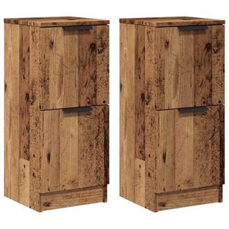 vidaXL Vidaxl - Aparadores 2 Uds Madera Ingenier&iacute;a Madera Envejecida 30x30x70cm
