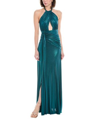 PatBo Patbo Metallic Jersey Halter Neck Maxi Dress