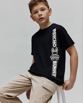 Psycho Bunny Kids Toby Wordmark Tee 001 BLACK / L/14-16