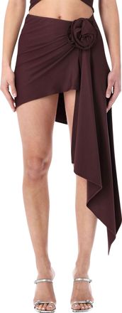 Magda Butrym Mini Asymmetric Draped Rose Skirt