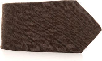 Kiton Kasjmier Fantasie Stropdas- 7 Vouwen- Niet-gevoerd - Heren - Stropdassen - Bruin - ONE Size - Kasjmier - Accessoires