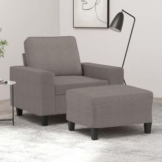 vidaXL Sill&oacute;n Con Taburete Tela Gris Taupe 60 Cm Vidaxl