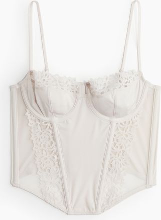 H&M Unwattiertes Bustier mit Stickereien - Beige