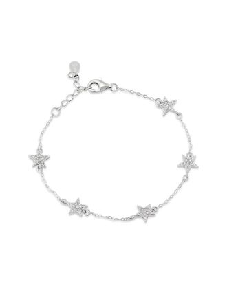Savvy Cie Jewels Silver Cz Station Bracelet