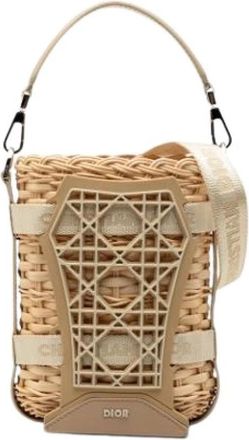 Dior Pre-owned Raffia Satchel - Dames - Vintage Tas - Beige - ONE Size - Leer - Vintage