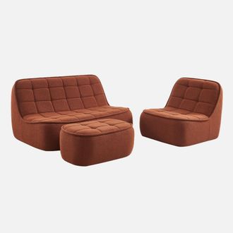 Sweeek Sof&aacute; Modular De Borreguito Texturizada Con Reposapi&eacute;s, 3 Plazas