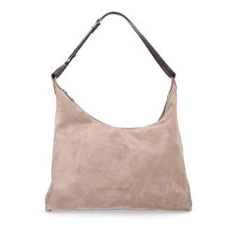 Brunello Cucinelli Zip Leren Schoudertas - Dames - Tassen - Beige - Maat: ONE Size Su&egrave;de