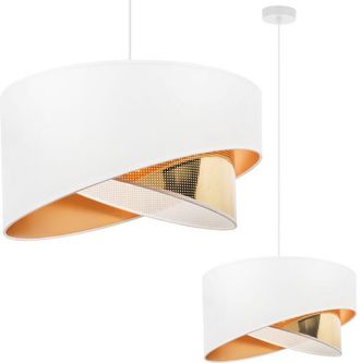 OEM L&aacute;mpara Colgante Asti Inclinada Blanca 1 Pantalla Plana Blanca Dorada Ts