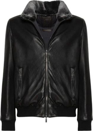 Gimos Chaqueta motera de napa de cordero con cuello de borrego extra&iacute;ble - Jackets - Hombre - Negro - 3XL