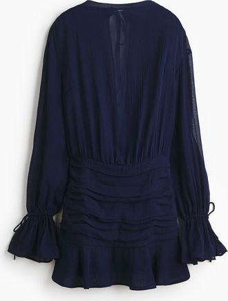 H&M Plissiertes Chiffonkleid - Blue