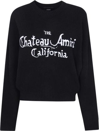 Amiri De Chateau California Geborduurde Ronde Hals Trui - Dames - Ronde hals truien - Zwart - L - Katoen - Truien & Vesten