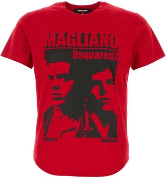 Dsquared2 Red Crewneck Graphic T-Shirt
