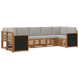 vidaXL Conjunto De Sof&aacute; Seccional Con Coj&iacute;n 6 Pcs Natural Y Gris Claro Vidaxl