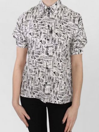 Dolce & Gabbana silk printed short-sleeve blouse
