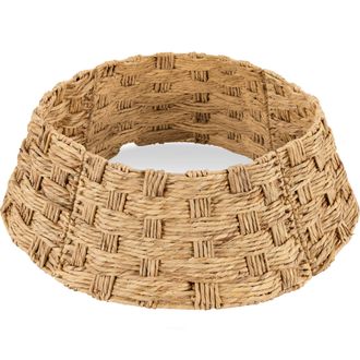 Best Choice Products 42in Basket Woven Hyacinth Christmas Tree Collar, Tree Skirt Accessory w/ Cord Cut-Out