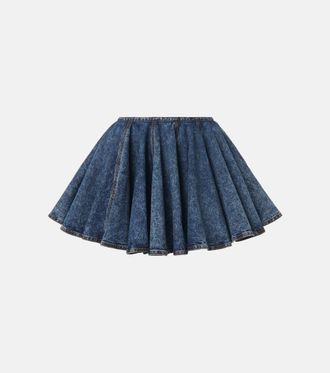 Alaia Alaïa Pleated denim miniskirt