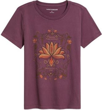 Lucky Brand Studded Bloom Like a Lotus Graphic T-Shirt in Hortensia at Nordstrom, Size Xx-Large