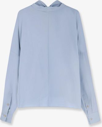 Alysi Womens Cotton Shirt With Bow Blue