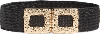 Area Stars Bree Double Buckle Stretch Woven Belt in Black at Nordstrom Rack