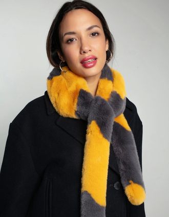 Nooki Design Womens ZIGGY FAUX FUR SCARF-OCHRE - Size: ONE