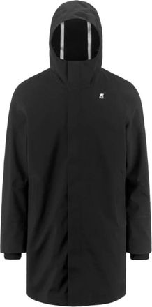 K-Way Zwarte Bonded Parka met Fleece Voering - Heren - Parka Jassen - Zwart - S - Jassen