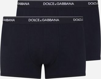Dolce & Gabbana Stretch Cotton Boxers Two-pack - Man Underwear And Loungewear Blue Cotton 3