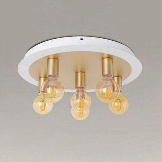 Trade Shop Trade Shop - Copy Of Plafoniera Da Soffitto In Metallo Oro Bianco Con Luce Lampada Attacco E27 32651